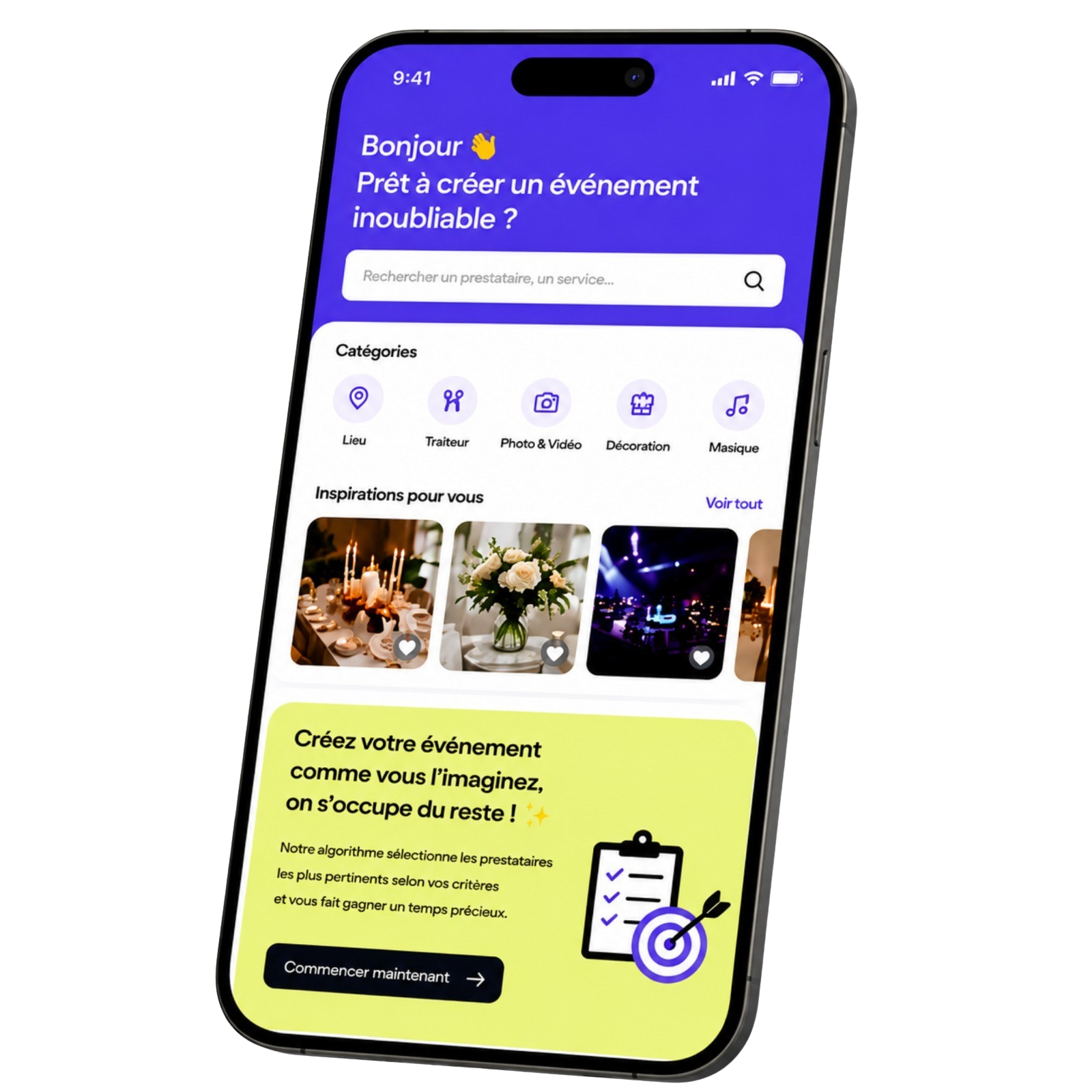 Aperçu de l'application My Wevent